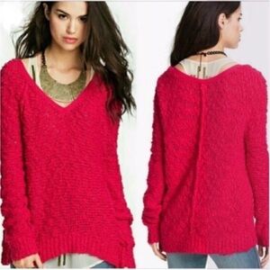 Free People Womens Songbird V-Neck Sweater Size Medium Raglan Sleeve Oversized